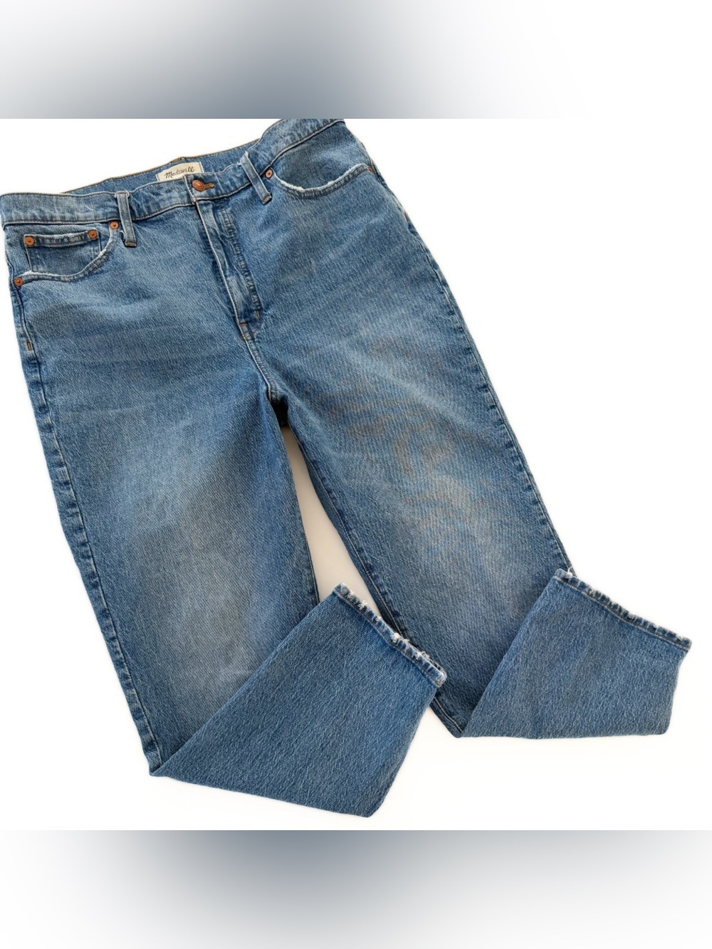 Madewell Jeans Womens 32 Petite Classic Straight Ankle Crop High Rise - Picture 2 of 10